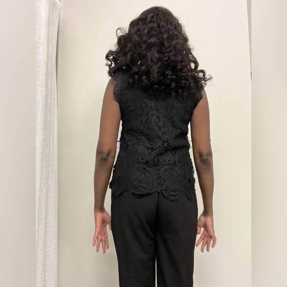 AQUA Bloomingdale’s Paisley Lace Top Work Date Night Blouse 🖤 - Picture 8 of 11